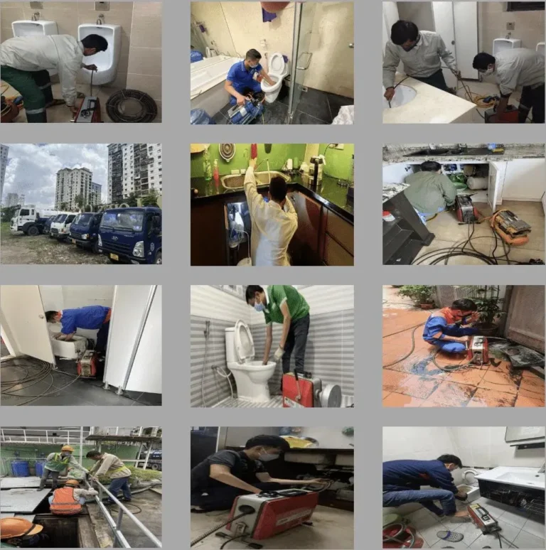 Xe hút hầm cầu tại bến cát đang thi công trước nhà dân
